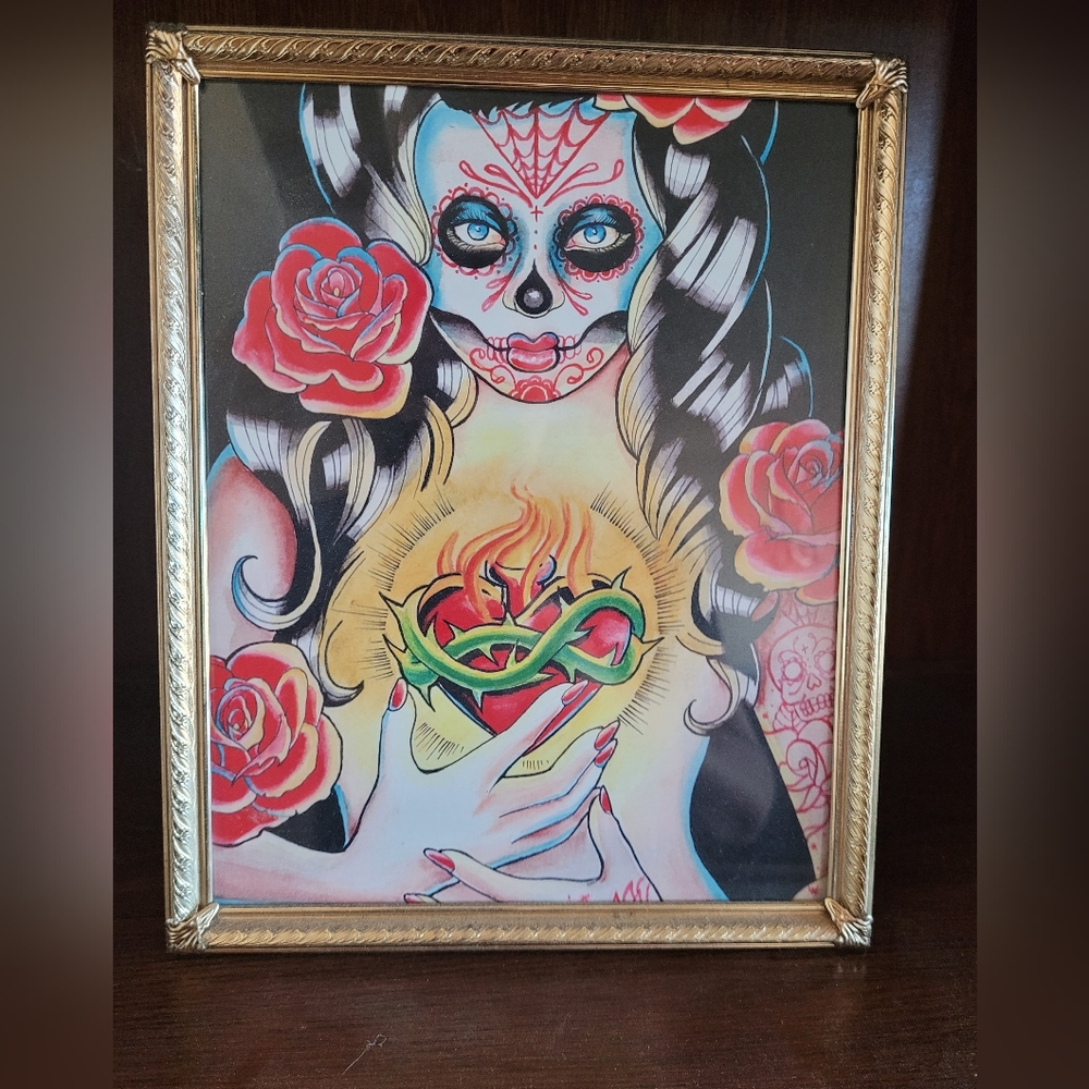 Art-dia de los muertos picture with frame.